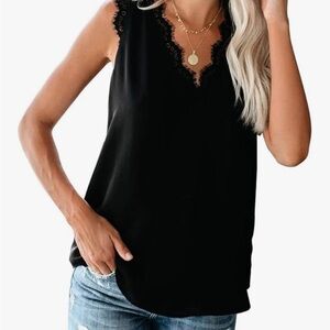 Amazon Black Sleeveless Lace Tank Top